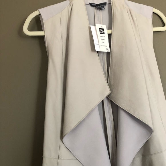 Vince Leather Vest in Sierra Silver - Picture 9 of 9